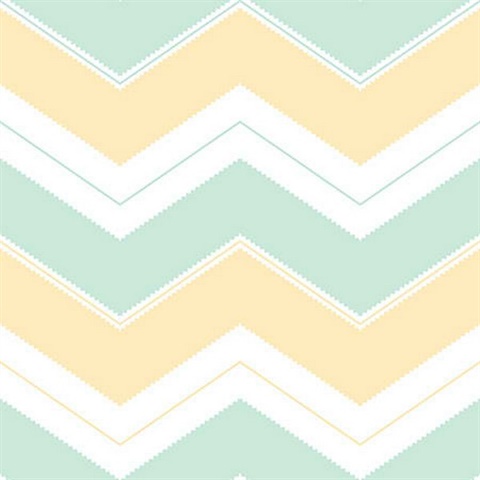 Tan & Mint Zig Zag Chevron Wallpaper