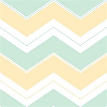 Tan & Mint Zig Zag Chevron Wallpaper