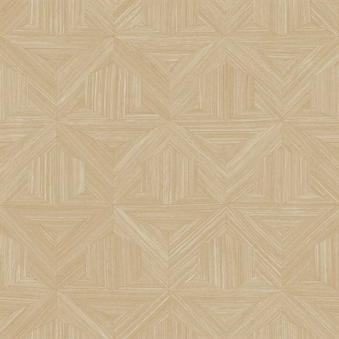 Tan Parquet Geometric Vintage Wood Wallpaper