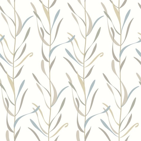 Tan & Taupe Chloe Vine Vertical Stripe Wallpaper