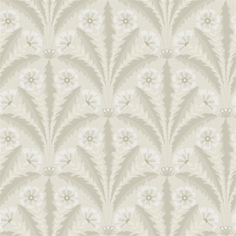 Tap Root Beige Floral Damask Wallpaper