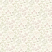 Tarragon Blush Dainty Meadow Wallpaper