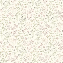 Tarragon Blush Dainty Meadow Wallpaper