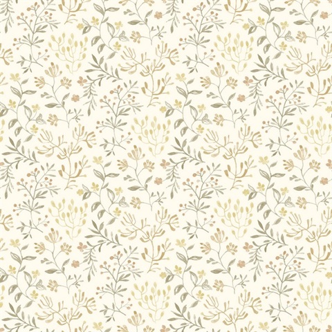 Tarragon Honey Dainty Meadow Wallpaper