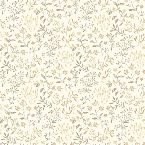 Tarragon Honey Dainty Meadow Wallpaper