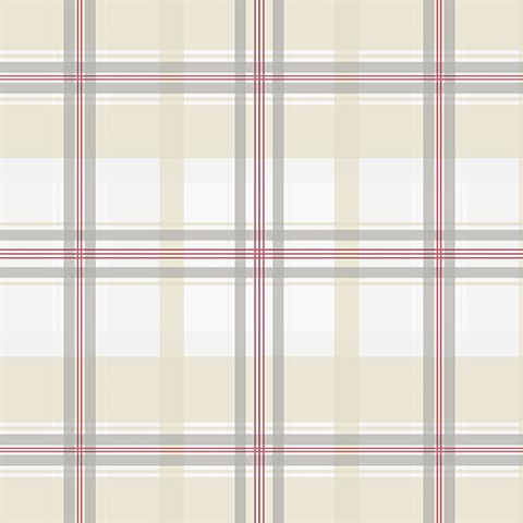 Adam Caledonia Beige Plaid 33undefined L X 205 W Wallpaper Roll    32656244