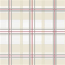 Tartan Red & Beige Plaid Wallpaper