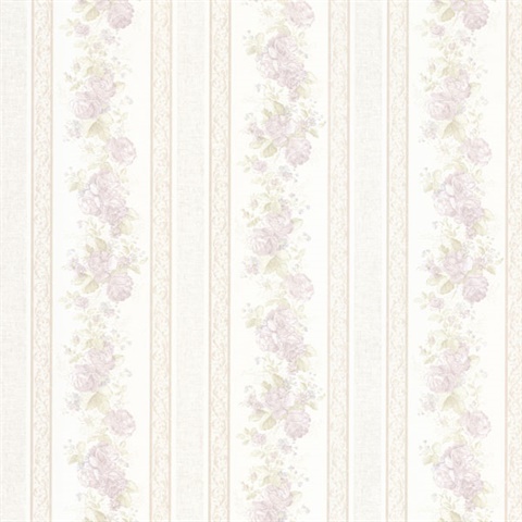 Tasha Lavender Satin Floral Scroll Stripe