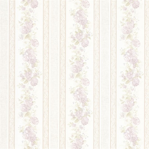 Tasha Lavender Satin Floral Scroll Stripe