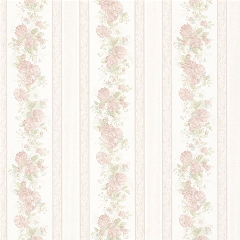 Tasha Pastel Satin Floral Scroll Stripe