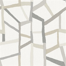 Tate Grey Retro Geometric on Linen Background Wallpaper