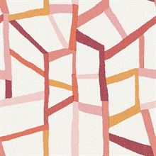 Tate Pink Retro Geometric on Linen Background Wallpaper