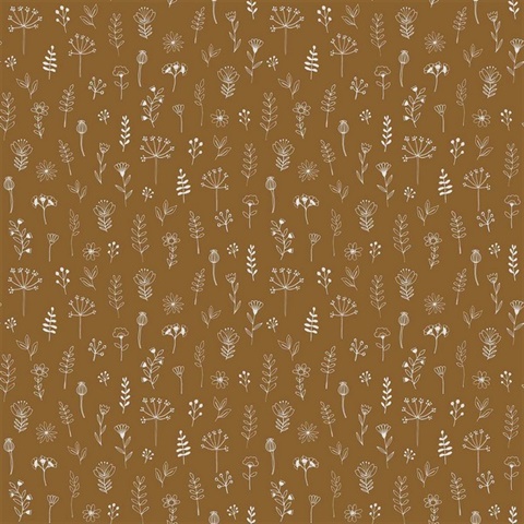 Tatula Chestnut Scandinavian Block Leaf Wallpaper