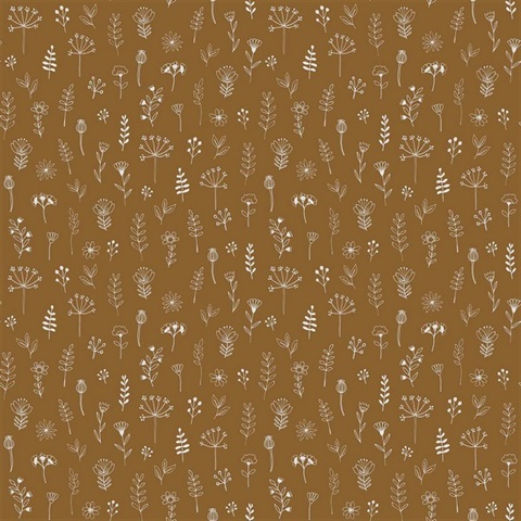 Tatula Chestnut Scandinavian Block Leaf Wallpaper