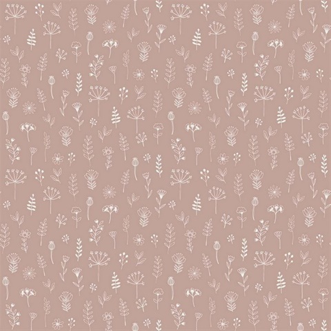 Tatula Rose Scandinavian Block Leaf Wallpaper