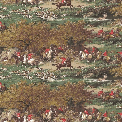 Taunton Toile Hunting Auburn Wallpaper