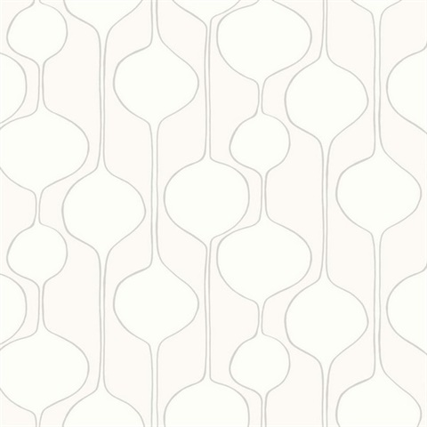Taupe Abstract Retro Ogee Wallpaper