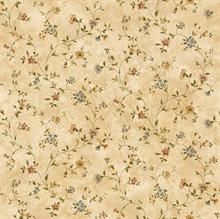 Taupe Antique Floral Vine Wallpaper