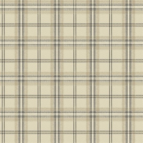 Taupe Bedroom Plaid Wallpaper