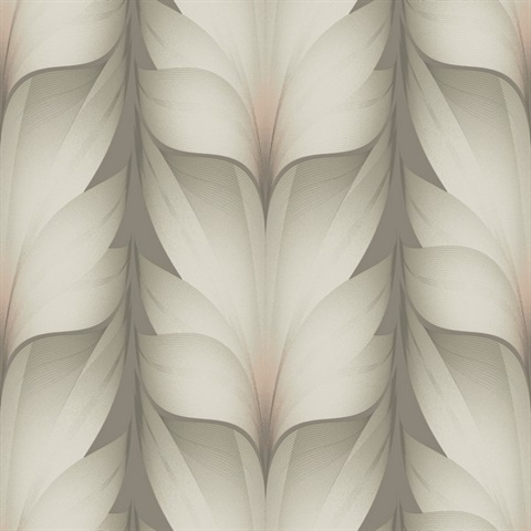 Taupe & Blush Lotus Light Stripe Wallpaper