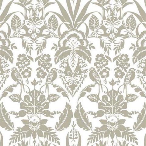 Taupe Botanical Damask