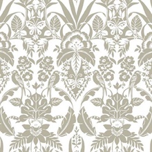 CY1583 | Taupe Botanical Damask | Wallpaper Boulevard