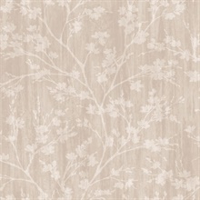 Taupe Branches & Leaf Silhouette  Wallpaper