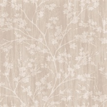 Taupe Branches &amp; Leaf Silhouette  Wallpaper