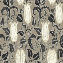 Taupe Canterbury Floral Bells Wallpaper