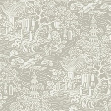 Taupe Chinoiserie Wallpaper