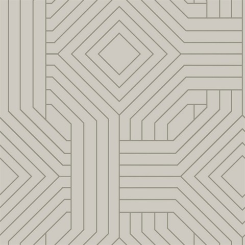 Taupe Diverging Diamonds Geometric Metallic Wallpaper