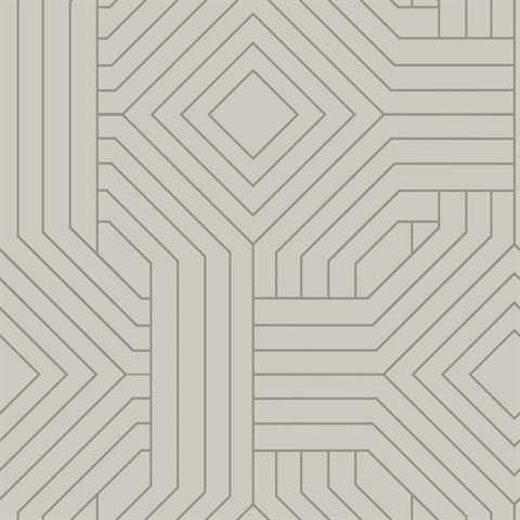 Taupe Diverging Diamonds Geometric Metallic Wallpaper