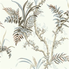 Taupe Enchanted Tropical Tree Fern Wallpaper