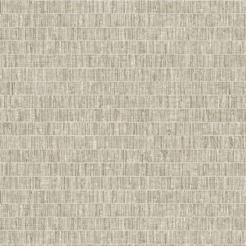 Taupe Faux Grass Horizontal Stripe Wallpaper