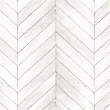 Off White Faux Wood Vertical Chevron Wallpaper