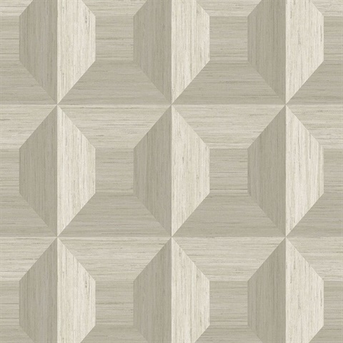 Taupe Faux Wood Geomtric Square Wallpaper