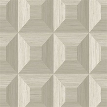 Taupe Faux Wood Geomtric Square Wallpaper