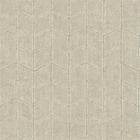 Taupe Flatiron Geometric Textured Faux Stone Tile Wallpaper