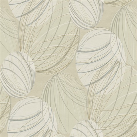 Taupe Floating Sketchy Line Lanterns Wallpaper