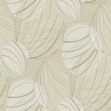 Taupe Floating Sketchy Line Lanterns Wallpaper