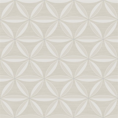 Taupe Floral Geometric Trellis Shape Wallpaper