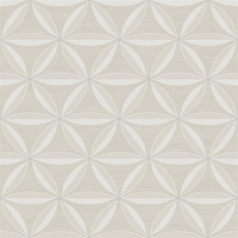 Taupe Floral Geometric Trellis Shape Wallpaper