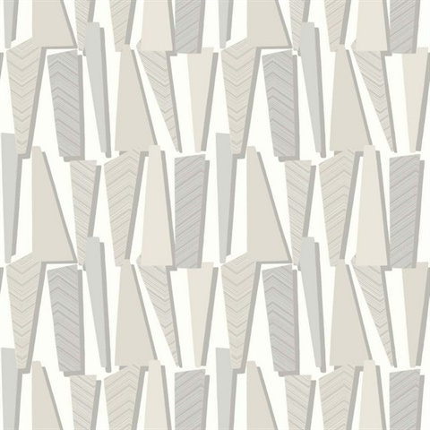 Taupe Geometric Retro Trapazoid Wallpaper