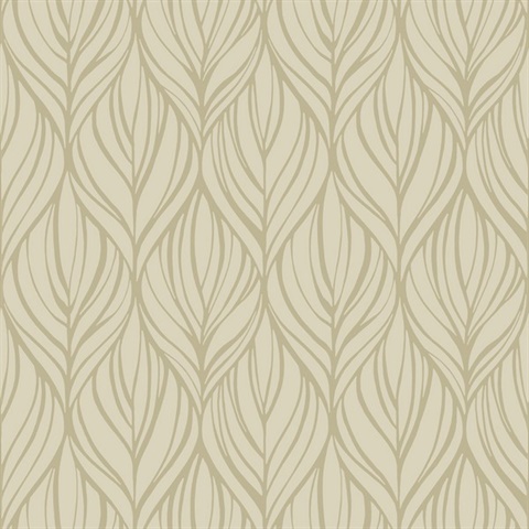 Taupe Glitter Palma Leaf Ogee Wallpaper