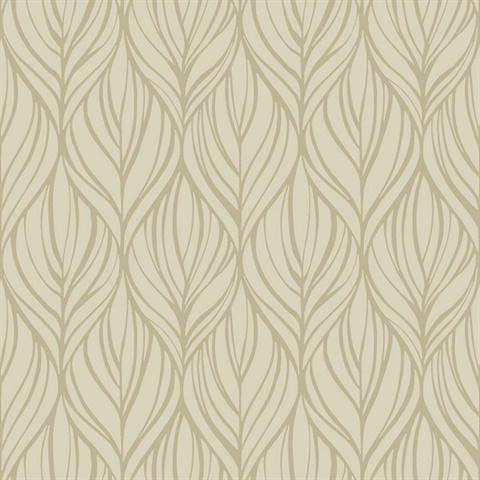 Taupe Glitter Palma Leaf Ogee Wallpaper