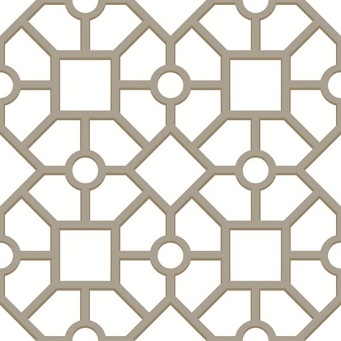 Taupe & Gold Hedgerow Trellis Peel and Stick Wallpaper