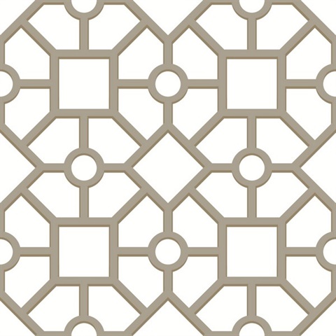 Taupe & Gold Hedgerow Trellis Peel and Stick Wallpaper