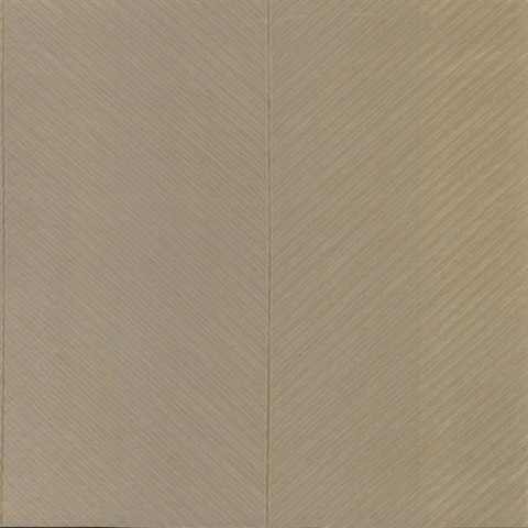 Taupe &amp; Gold Palm Chevron Leaf Textured Wallpaper