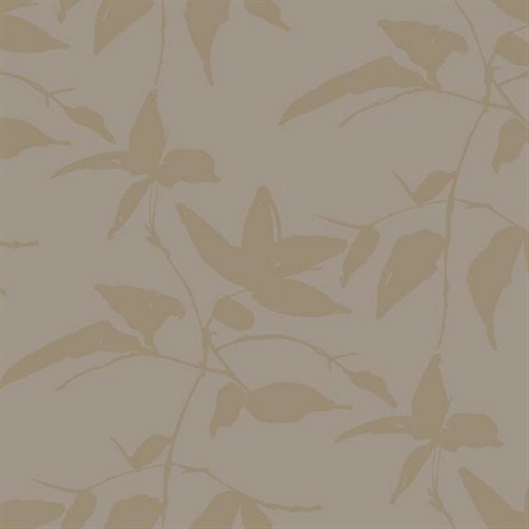 Taupe & Gold Persimmon Leaf Wallpaper