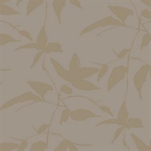 Taupe & Gold Persimmon Leaf Wallpaper